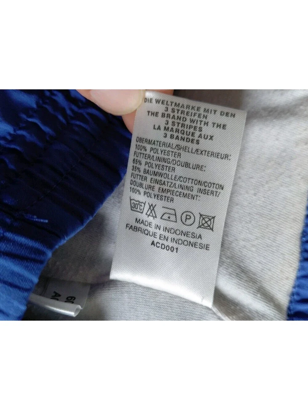 Vintage Adidas Lined Track Pants Mens Large Blue 3 Stripe Pockets Zip Hem